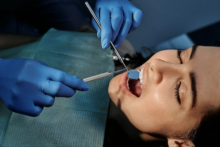 woman getting dental procedure