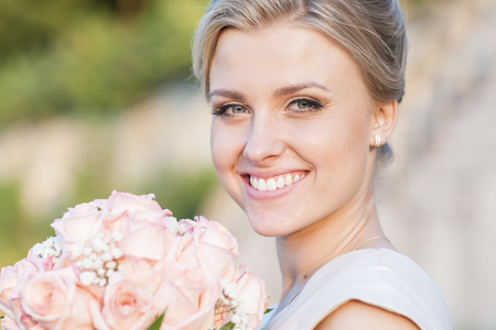 woman with boquet